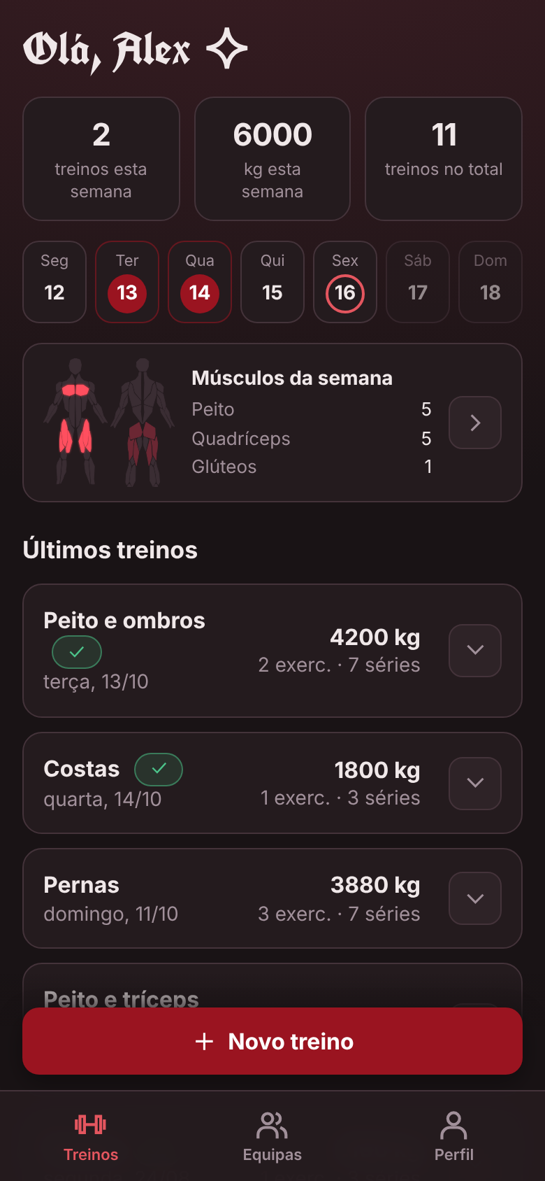 Ecrã inicial do Behave Tracker